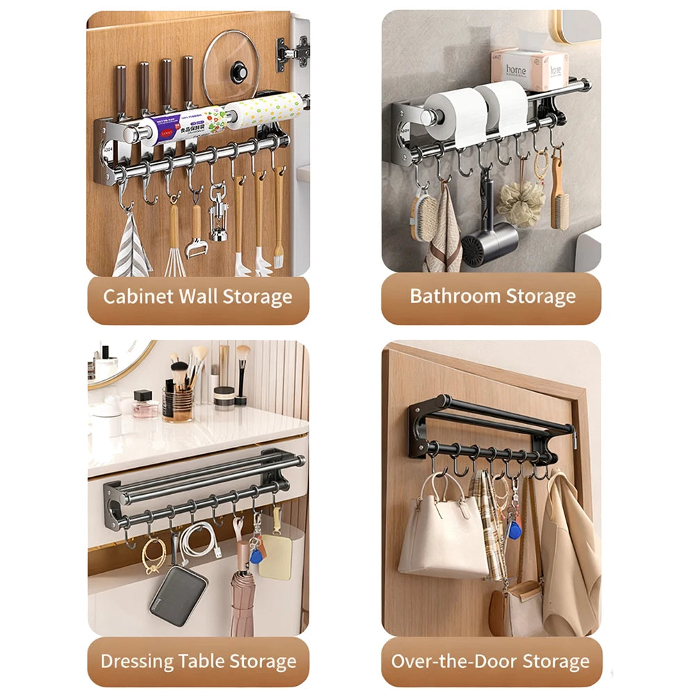 Kitchen Shelf Rack Stainless Steel Household Wall-mounted Seasoning Chopstick Knife Holder Storage Organizer Kitchen Hanger Rack