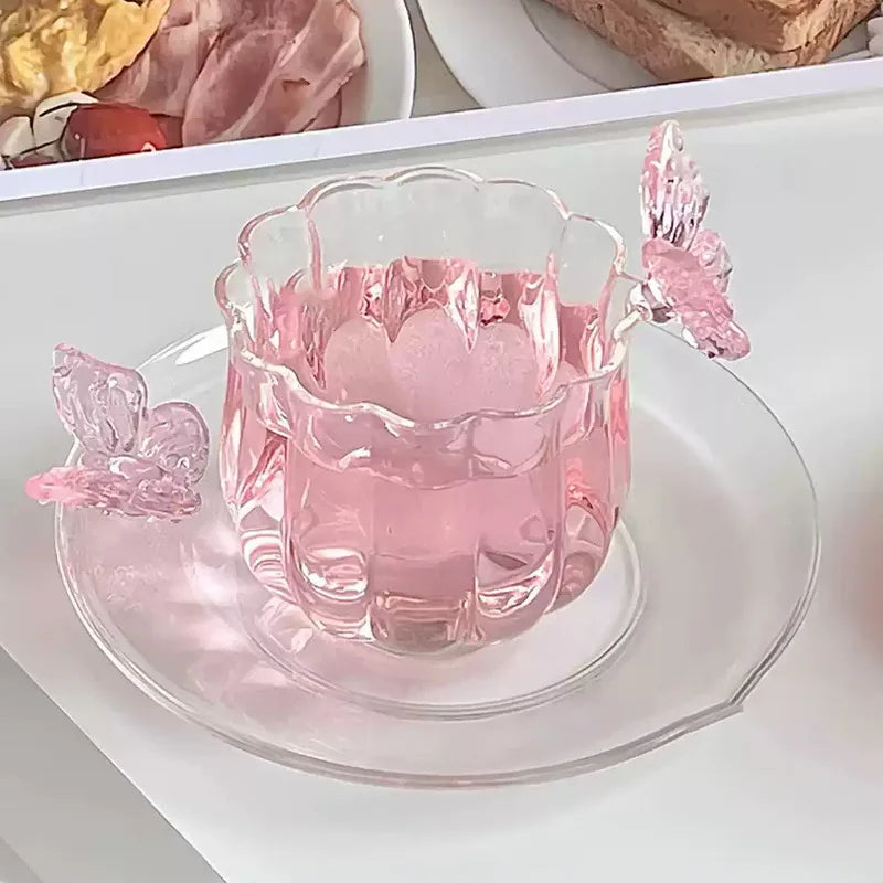 High Borosilicate Glass Butterfly Cup Handmade Narcissus Cup Creative Transparent Tea Cup Heat-Resistant Household Cup Lotus Cup