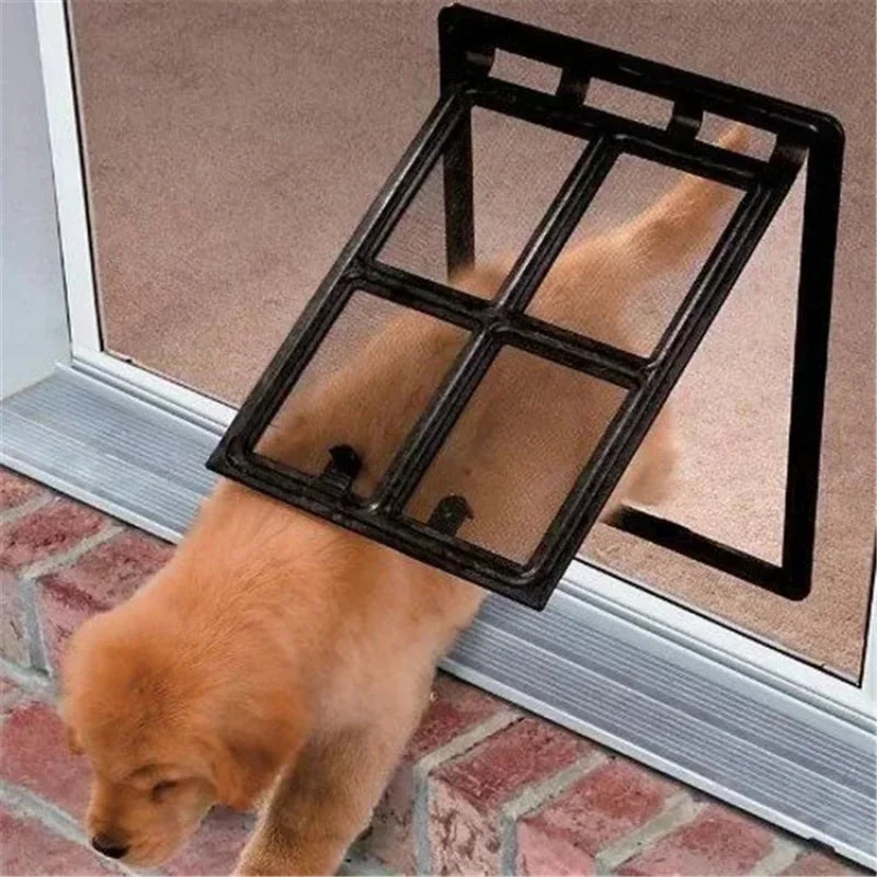 Home Lockable Dog Screen Door Pet Cat Screen Door Plastic Pet Door for Mosquito Proof Screen Window Security Flap Gate Dog Fence
