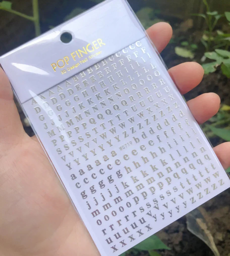 1pcs Small 26 Alphabet Letter Number Sticker Roman Letter Nail Stickers Uppercase Lower Case English Letter Design Stickers DIY