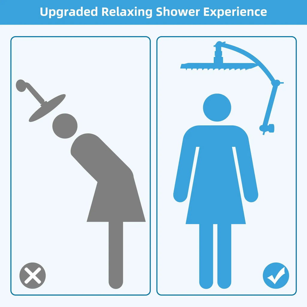 All Metal 16'' Shower Head Extension Arm Solid Brass Flexible Height & Angle Adjustable Shower Arm Extender with Lock Joint, Uni
