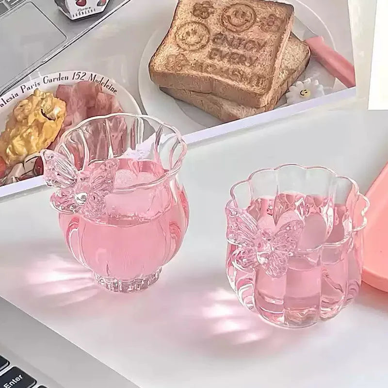 High Borosilicate Glass Butterfly Cup Handmade Narcissus Cup Creative Transparent Tea Cup Heat-Resistant Household Cup Lotus Cup