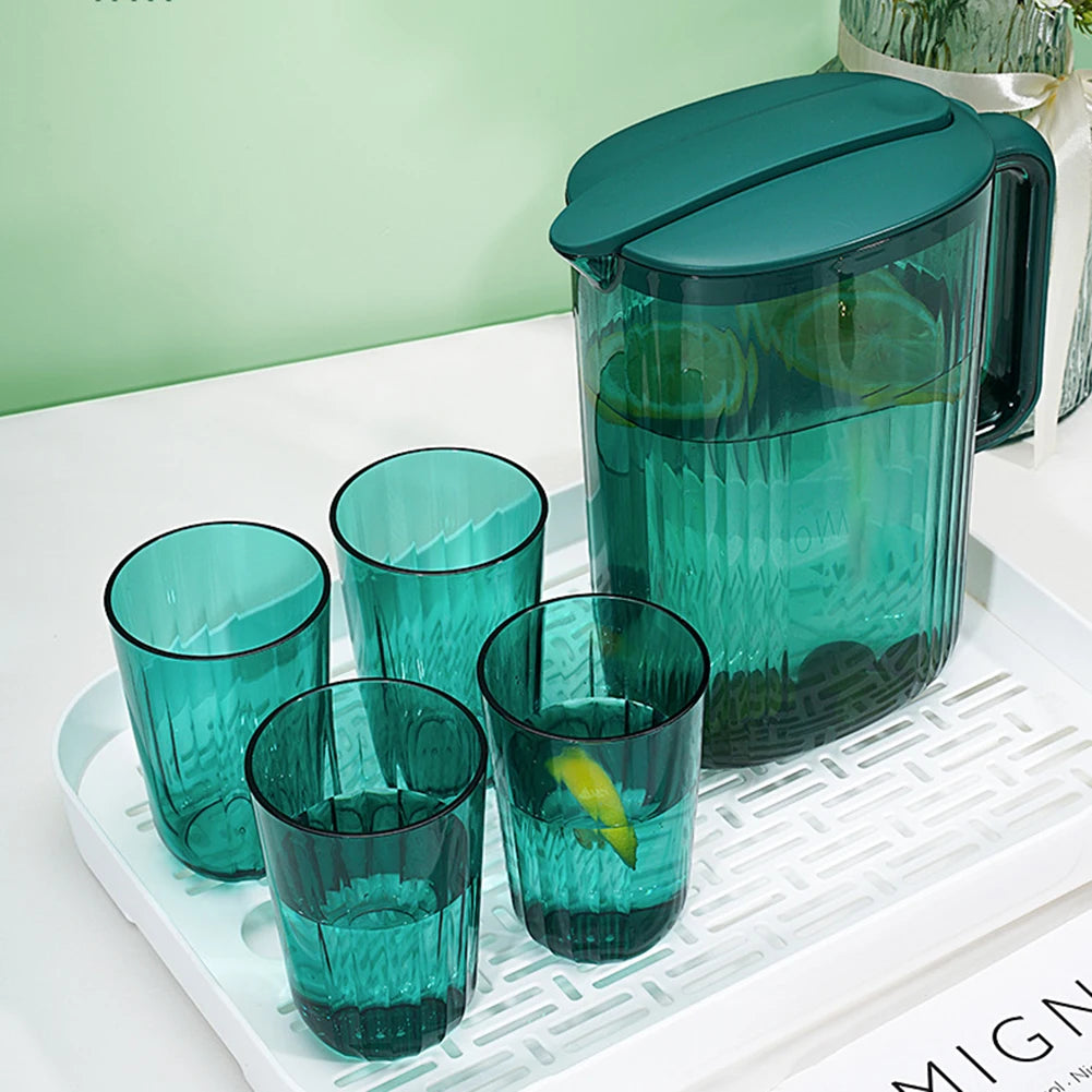 2200ml Cool Water Jug Transparent Refrigerator Water Kettle And Cups Water Pot With Handle Large Capacity Office Household Jug