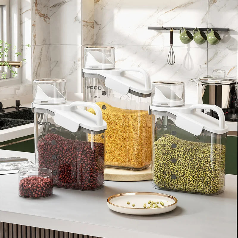 Moisture-Proof Storage Container for Grains Pet Food Snacks Transparent Sealed Food Storage Jar Kitchen Organizer for Dry Foods