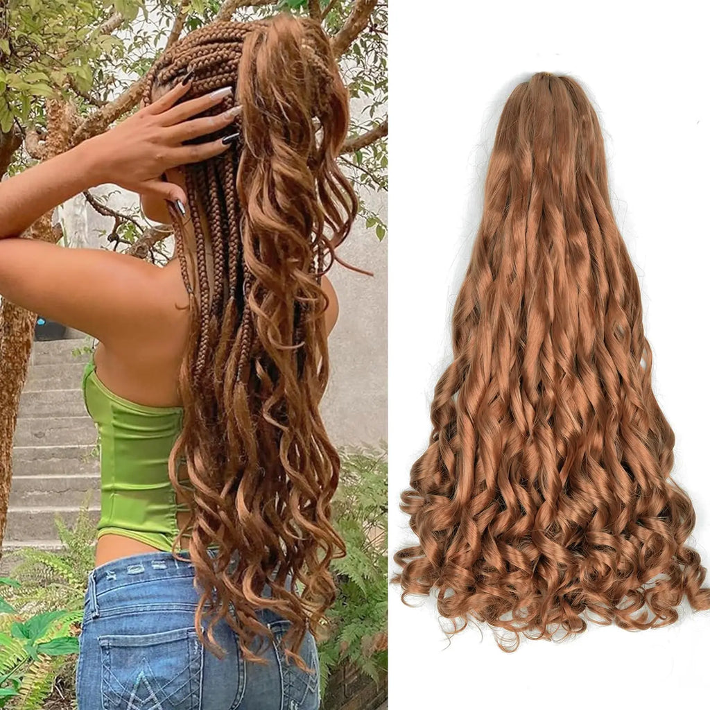 French Curly Braiding Hair 22Inch Synthetic Curly Braiding Hair Pre Stretched Loose Wavy Curl Braiding Hair Extensions For Women