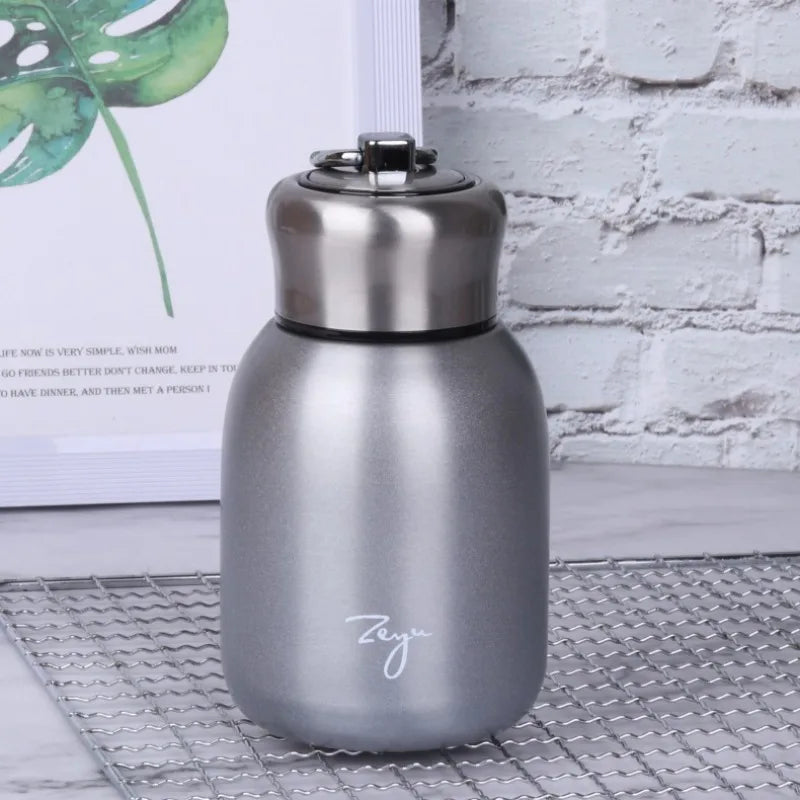 1Pc 300ML Fashion Mini Coffee Vacuum Flasks Lovely Stainless Steel Thermos Portable Travel Water Bottle With Lid Cups