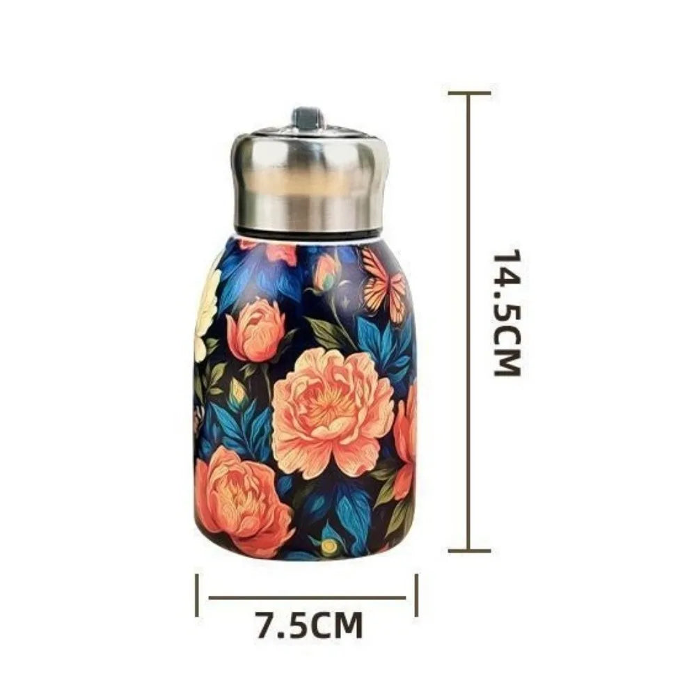 Cute 304 Stainless Steel Insulated Cup 300ml Mini Water Bottle Leak-Proof Double Wall Coffee Mug Travel
