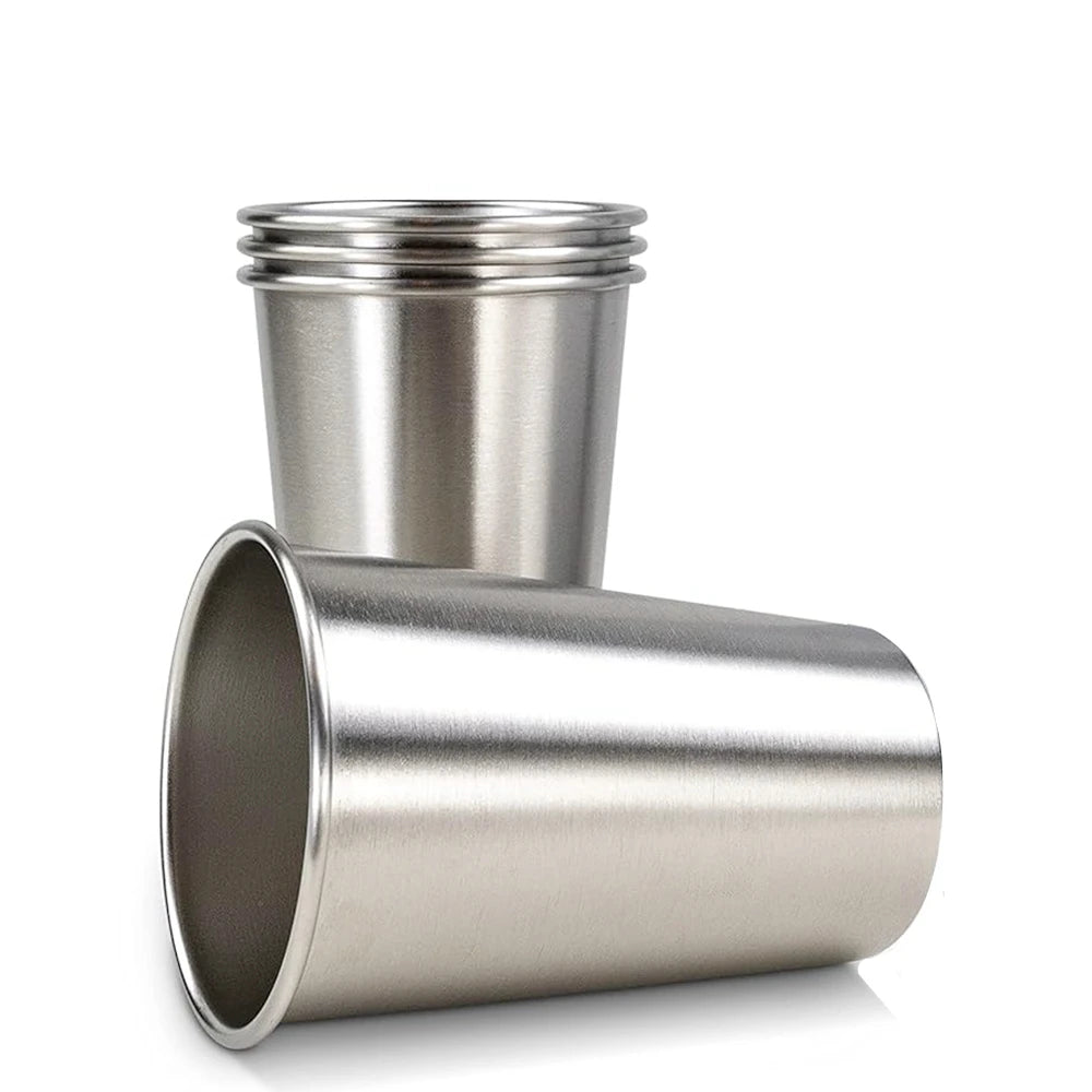 4Pack Stainless Steel Cup Pint Cup for Kids and Adult Tumbler Metal Cup 12oz Stackable Cup Drinking Glasses Travel Camping 350ml