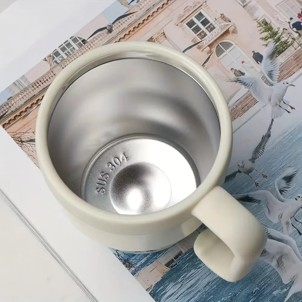 480ml Stainless Steel Coffee Cup with Straw Lid Thermos Mug Portable Water Tea Milk Bottle for Hot And Cold Drinks Office