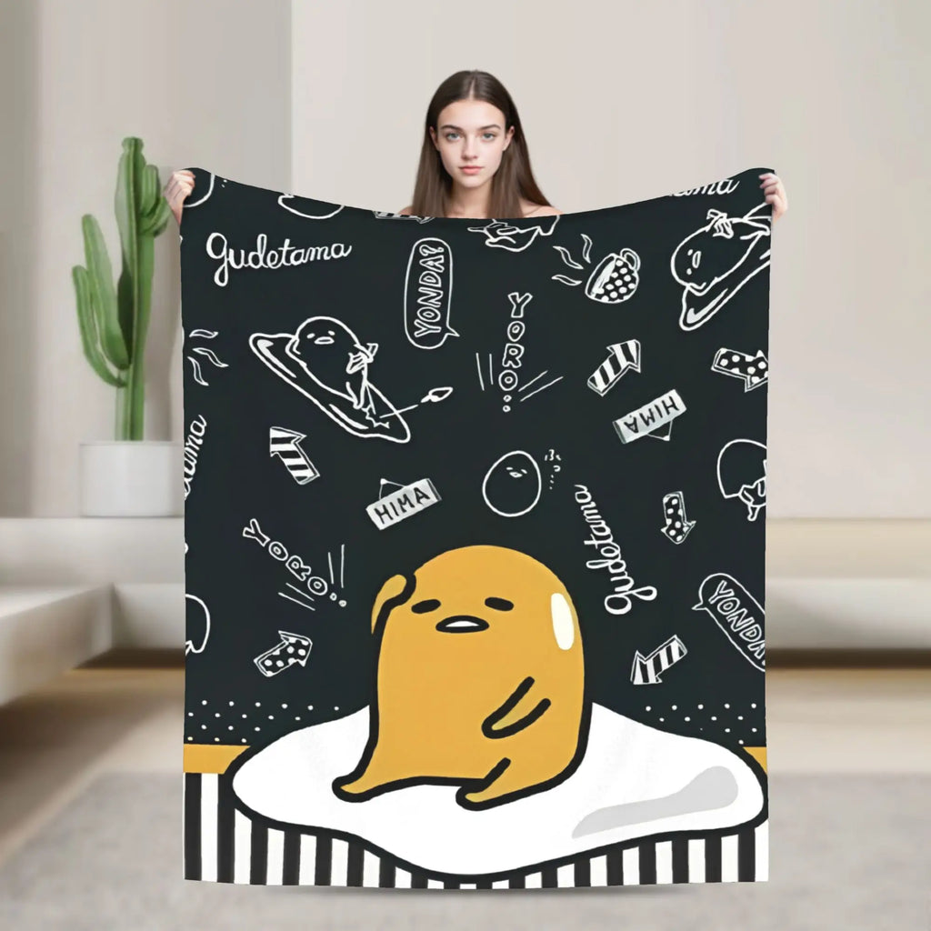 Gudetama  Cartoon Lazy Egg  Blanket Fleece All Season  Breathable Lightweight Throw Blankets for Sofa Office Quilt