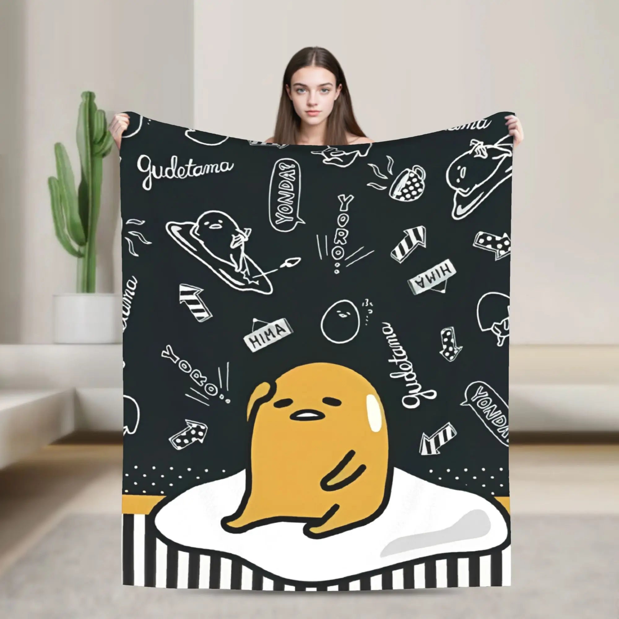 Gudetama  Cartoon Lazy Egg  Blanket Fleece All Season  Breathable Lightweight Throw Blankets for Sofa Office Quilt