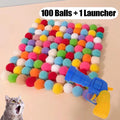 Creative Cat Toys Interactive Launch Training Kittens Mini Pompoms Games Stretch Plush Ball Toys Pet Accessories Cat Supplies