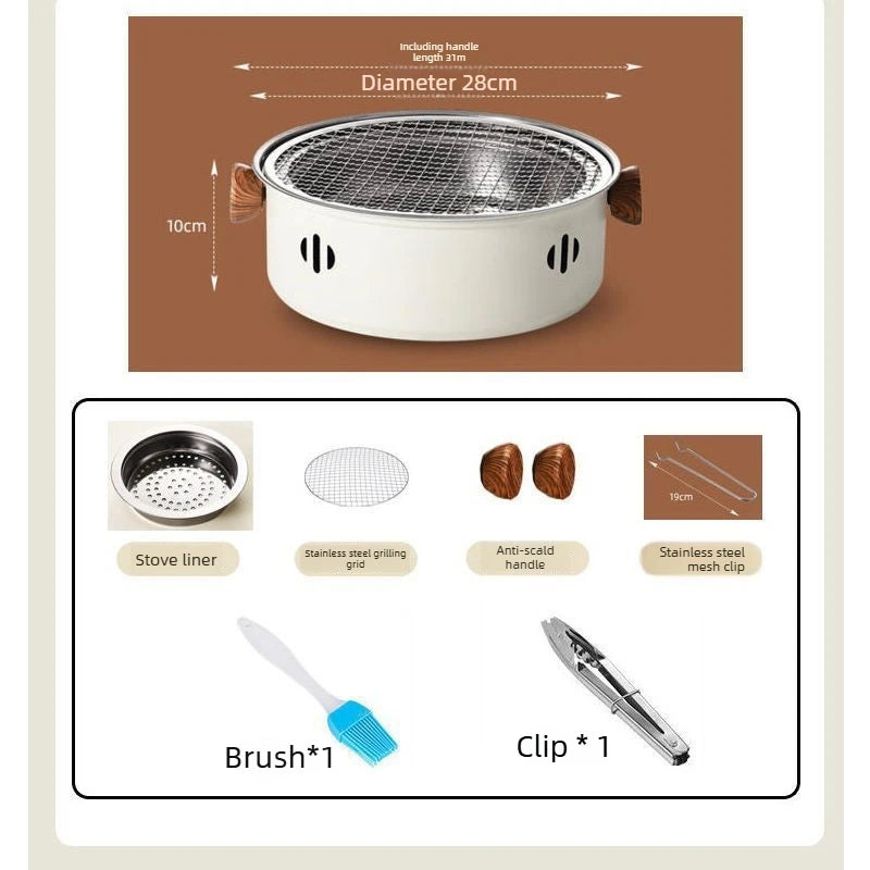 Korean BBQ Grill Charcoal Stove Charcoal Grill Stainless Steel Outdoor Camping Cooking Tea Around The Stove Barbecue Stove