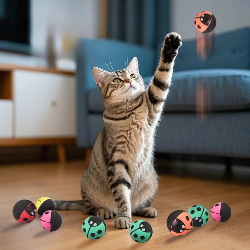 Insect Bouncing Ball Cat Toy High Elasticity Rubber Interactive Chase Rolling Ball For Kitten Cat Toy Accessories