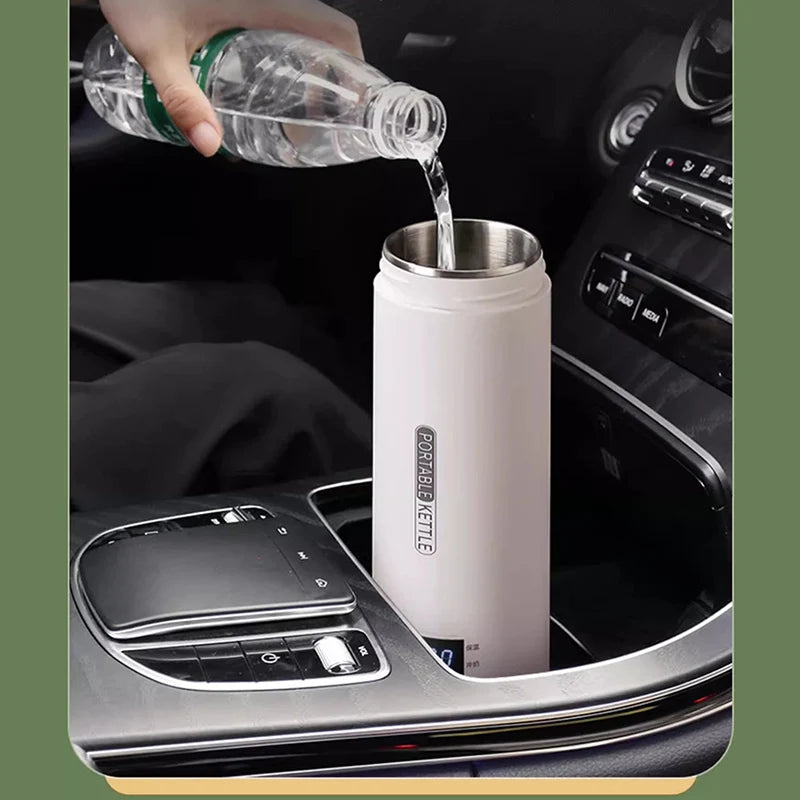 4 Gears 100℃ Boiling Water Electric Heating Water Cup 12V Car Travel Portable Leak proof Coffee Milk Tea Warm Kettle Bottle 0.5L