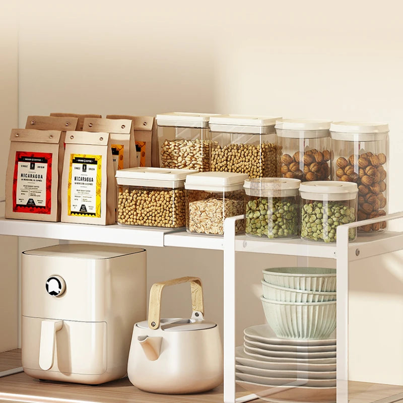 Expandable Cabinet Layer Rack Kitchen Storage Shelf Divider Countertop Storage Basket Dish Draining Solution Organizer