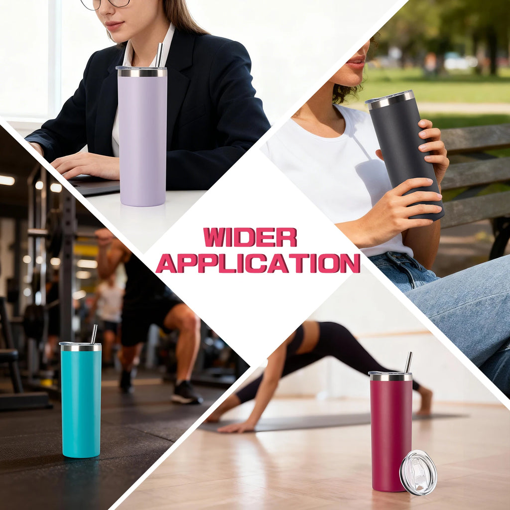 WATERSY 20oz Tumbler with Straw 590ml Stainless Steel Insulated Thermal Mug Double Vacuum Coffee Cup Keep Cold 12H