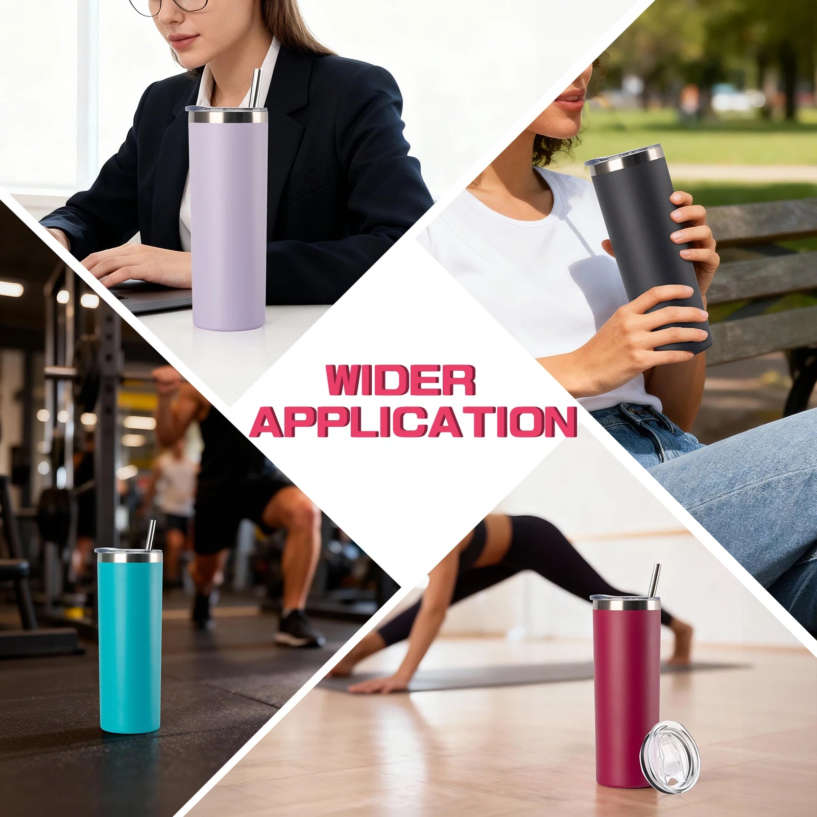 WATERSY 20oz Tumbler with Straw 590ml Stainless Steel Insulated Thermal Mug Double Vacuum Coffee Cup Keep Cold 12H