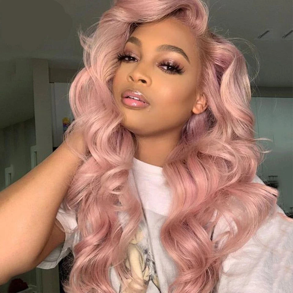 4X4 Transparent Lace Closure 14-28 inch Long Straight Brazilian Hair Wigs On Sale Pink Lace Front Wig Human Hair Wigs For Women