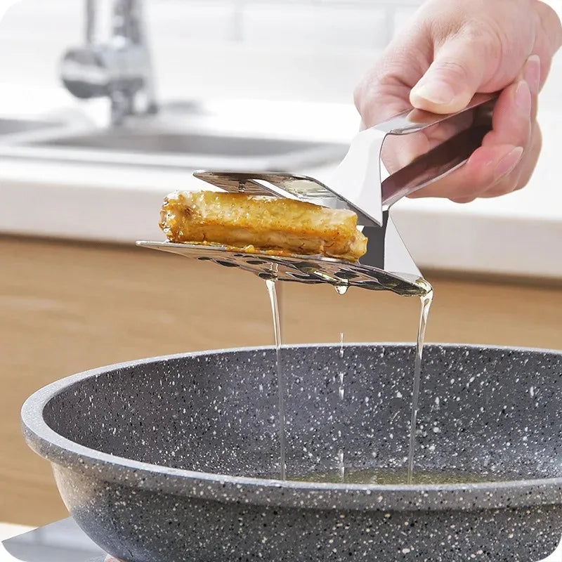 Stainless Steel Frying Shovel Clips Multifunctional Steak BBQ Tongs Frying Fish Spatula Clip  Household Kitchen Tool Bread Clamp
