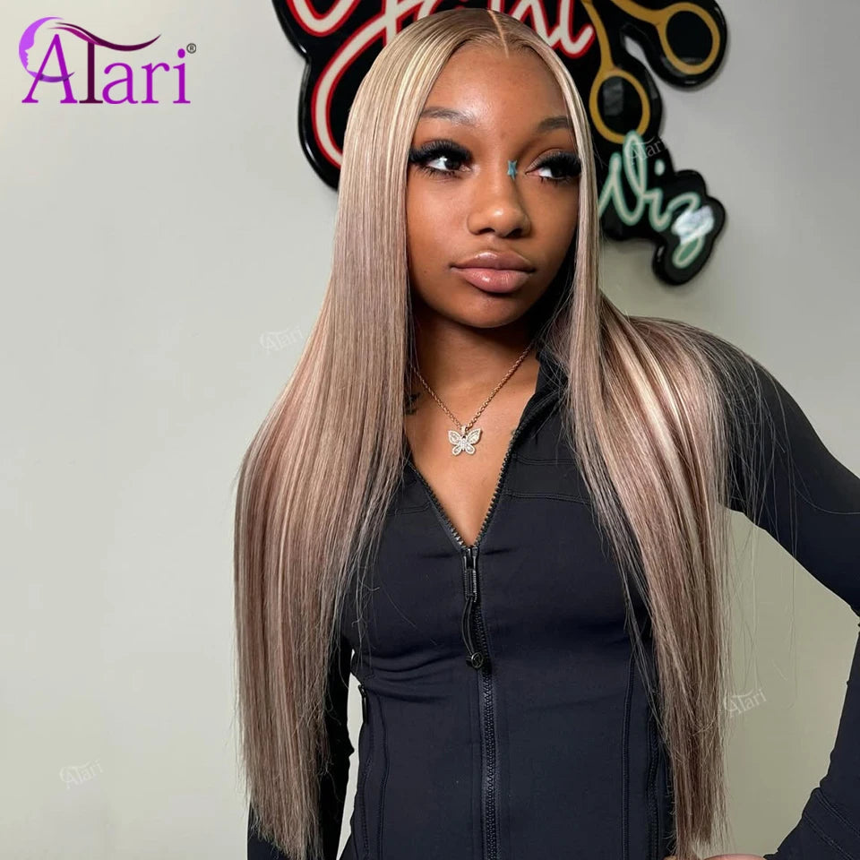 Ash Blonde Highlights 27 Color 13x4 13x6 Lace Frontal Human Hair Wigs Transparent Grey Brown 5x5 Closure Body Wave Wig Pre Pluck