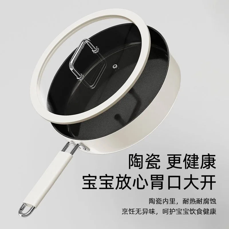 Titanium crystal ceramic frying pan, non stick pan, kitchen dual-use frying pan, gas stove, induction cooker, universal