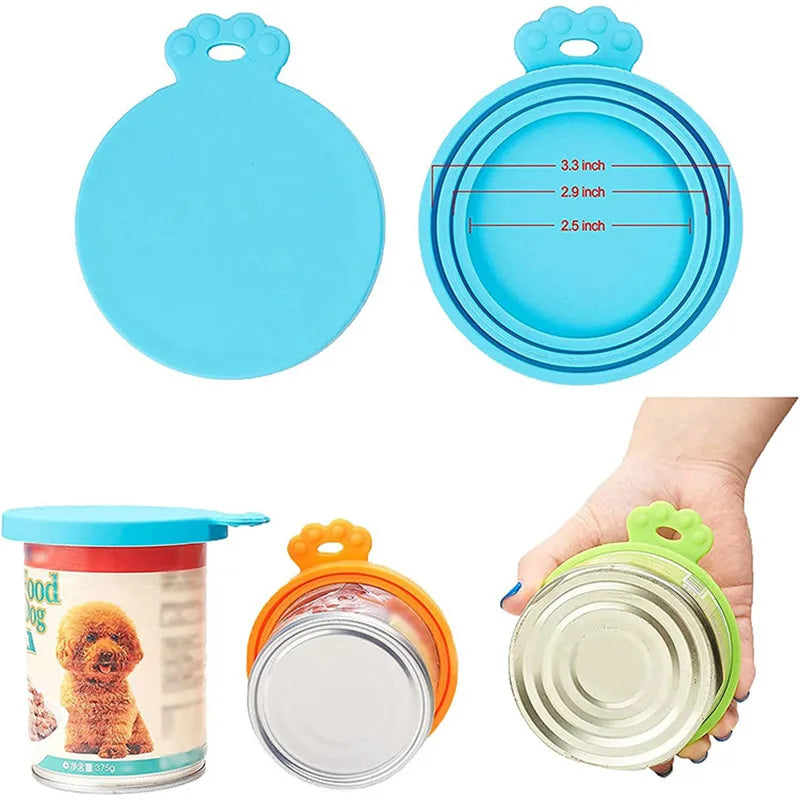 3 In 1 Reusable Pet Food Can Silicone Cover Food Storage Keep Fresh Tin Cap Lid Seal Cover Pet Supplies For 8.9cm/7.3cm/6.5cm