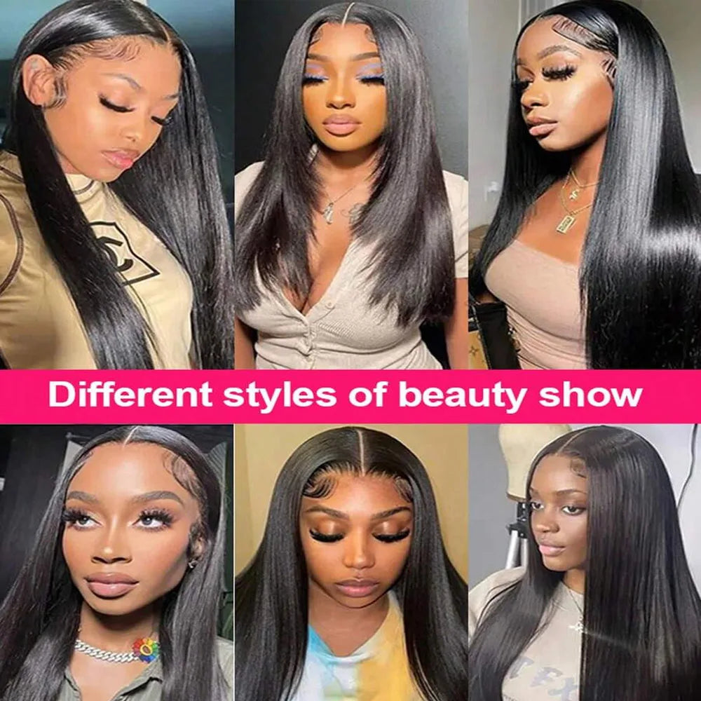 30 42Inch 13x4 13x6 HD Transparent Bone Straight Lace Front Wigs 250 Density 360 Full Lace Brazilian Human Hair Wigs For Women