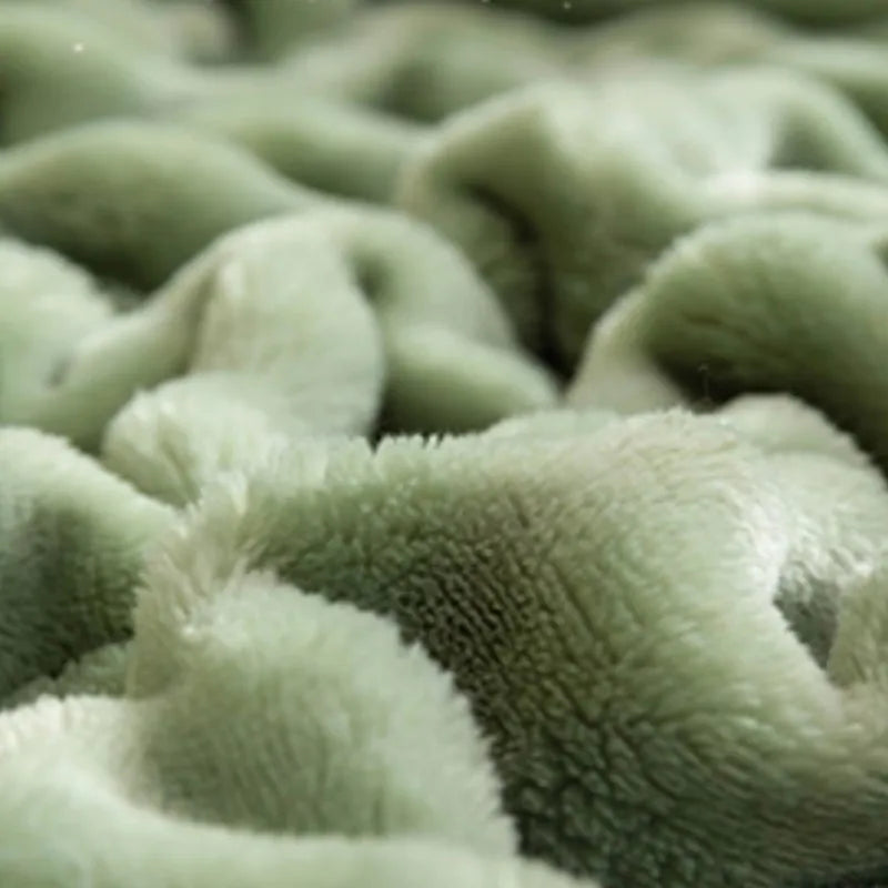 Sage Green Bubble Fleece Blanket for Couch, Super Soft Cozy Cute Throw Blanket for Women, Christmas Gift Fuzzy Flannel Blanket