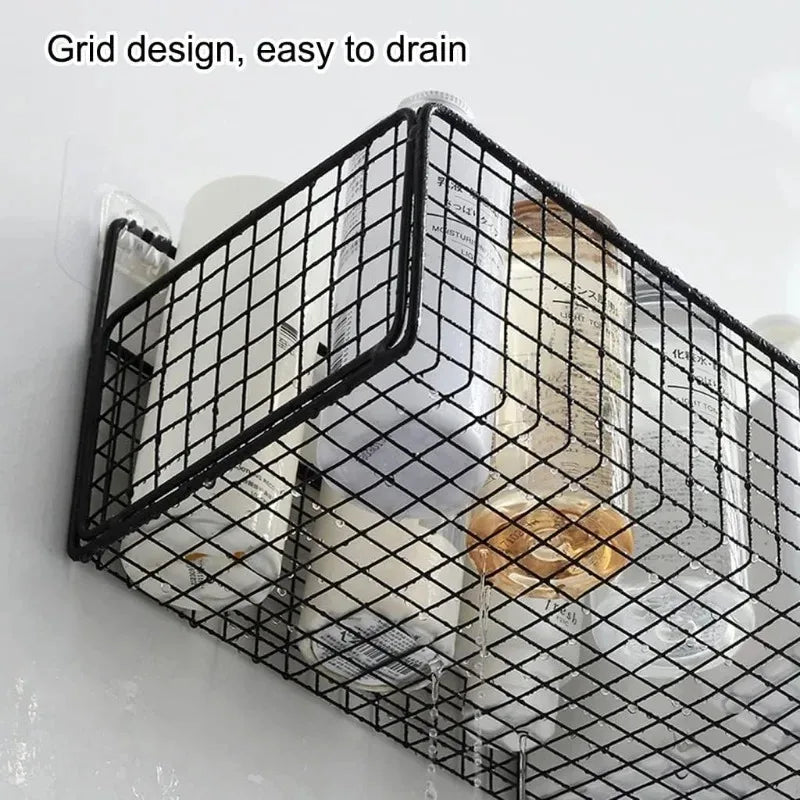 Kitchen Organiser Multifunctional Toiletries Organiser No-Punch Bathroom Shelf Bathroom Kitchen Wall Mount Storage Rack