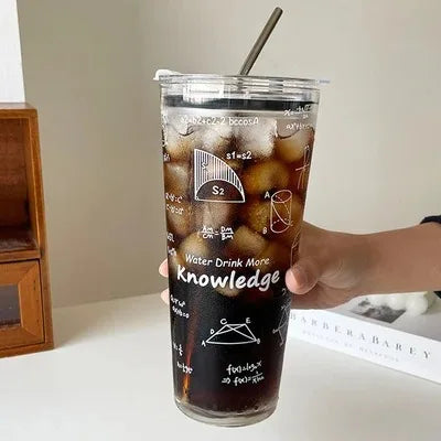 1000ML Glass Water Cup Large Capacity Temperature Resistant Drinking Cup For Girls With Lid and Straw Milk Juice Coffee Mug