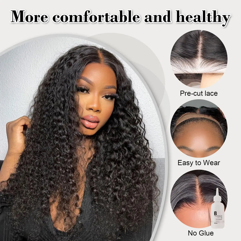 Glueless Wig Human Hair Ready To Wear Deep Wave Brazilian 6x4 5x5 Lace Closure Human Hair Wig Pre Plucked 200 Density