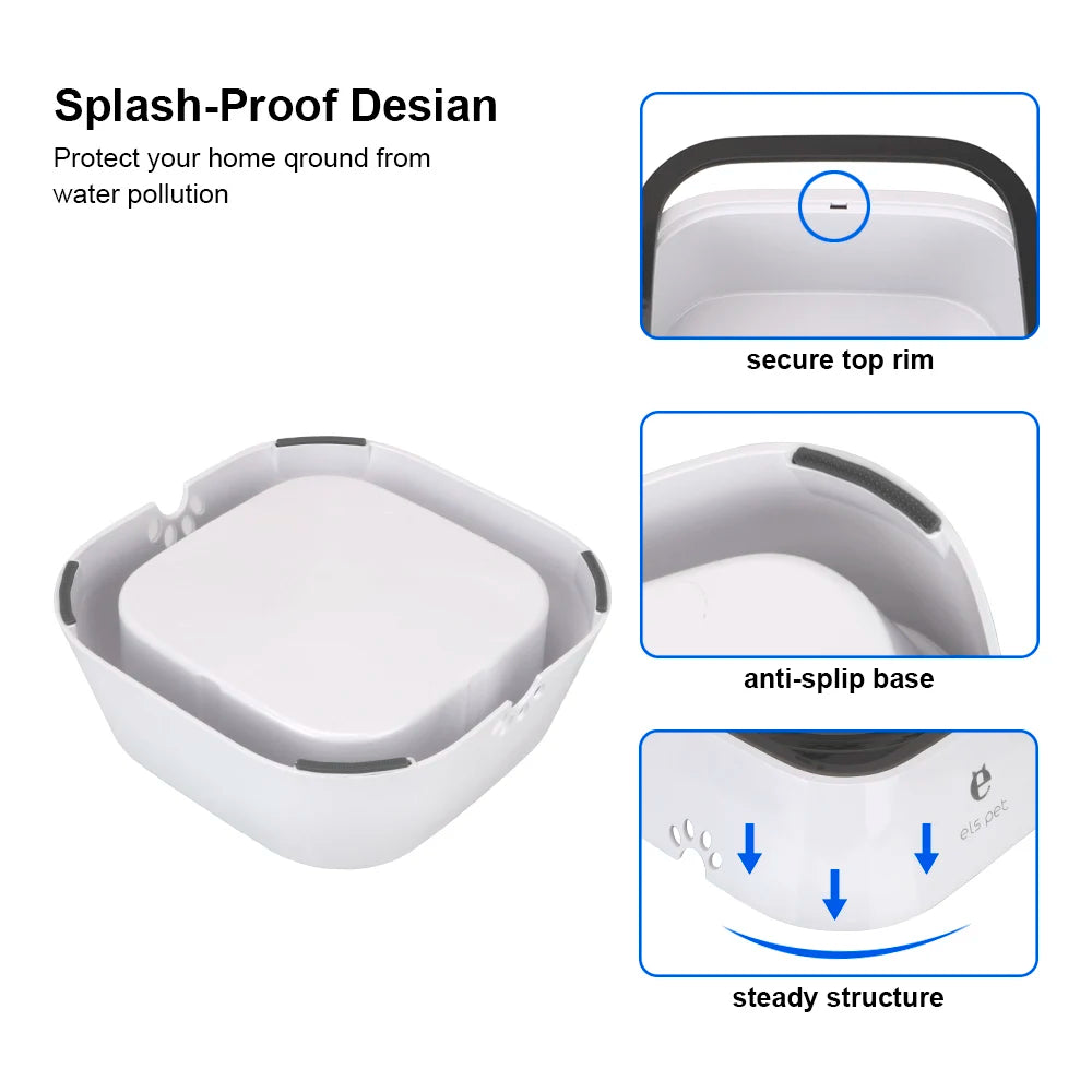 Cat Dog Water Bowl Carried Floating Bowl Slow Water Feeder Dispenser Anti-Overflow 1.5L Dog Supplies Pet Fountain