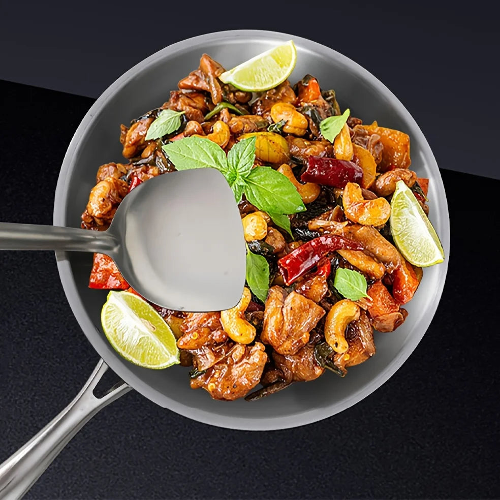 24/26/28cm Stainless Steel Non-Stick Skillet, Thick Bottom, No Coating, Compatible with Induction Cooktops and Gas Stoves