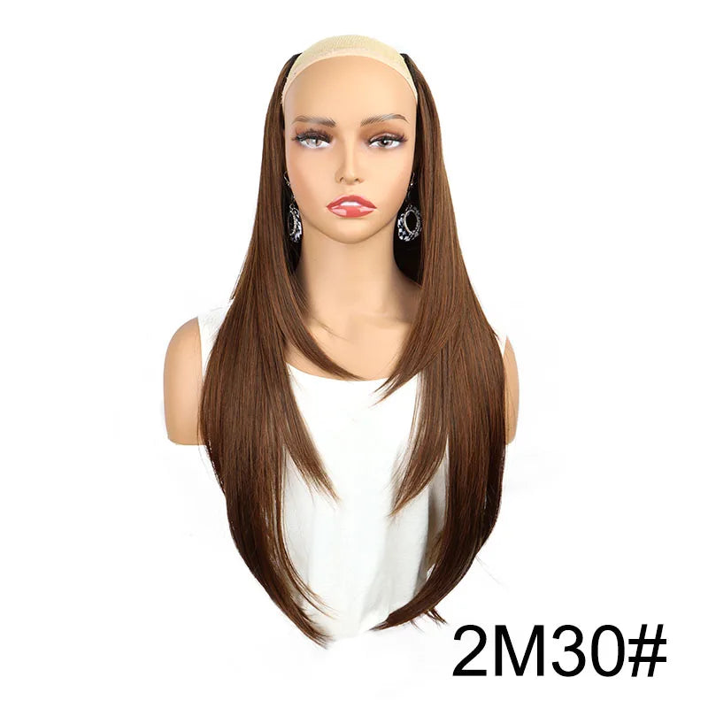 WIGSIN Synthetic 55cm V-shaped Layered 4 Clips Long Straight Hair Extension Natural Invisible Hairpiece Wig for Women