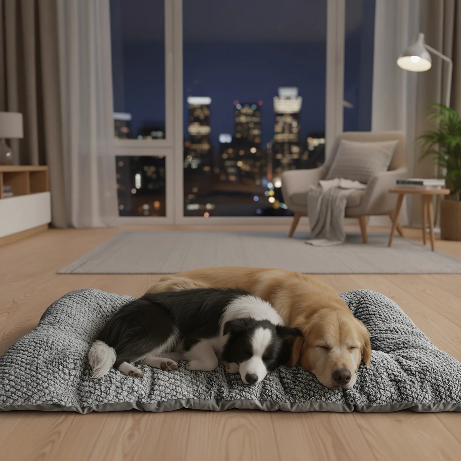 Extra-Large Plush Dog Crate Pad Pet Bed with Pillow Raised Edges Ultra-Soft Polyester Mattress for Small Medium Large Dogs