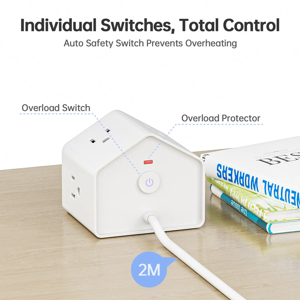US-standard mini socket with PD18W fast charging, new and creative socket design, 2-meter extension cord, suitable for office, h