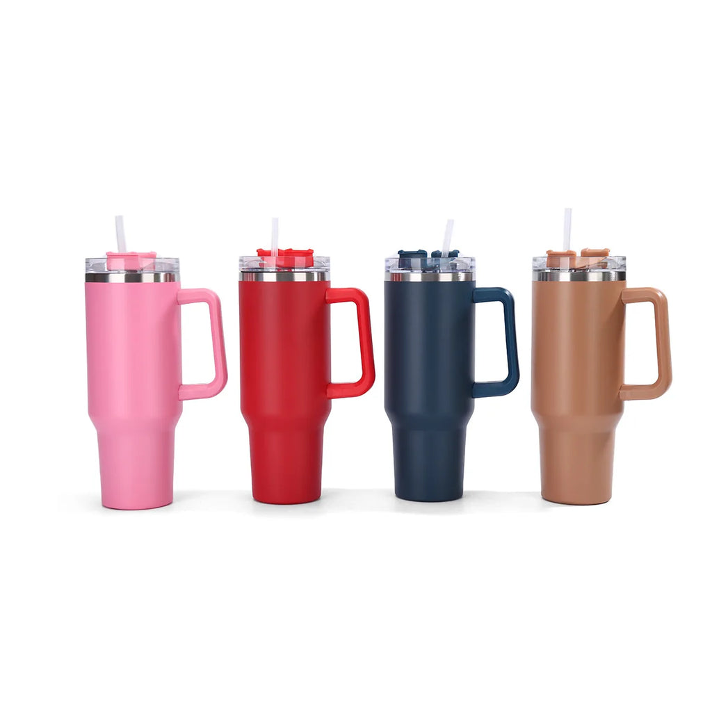 304 Stainless Steel Insulated Cup with Straw 1.2L Colorful Thermal Cup Handle Tumbler Sports Winter Water Drinking Bottle