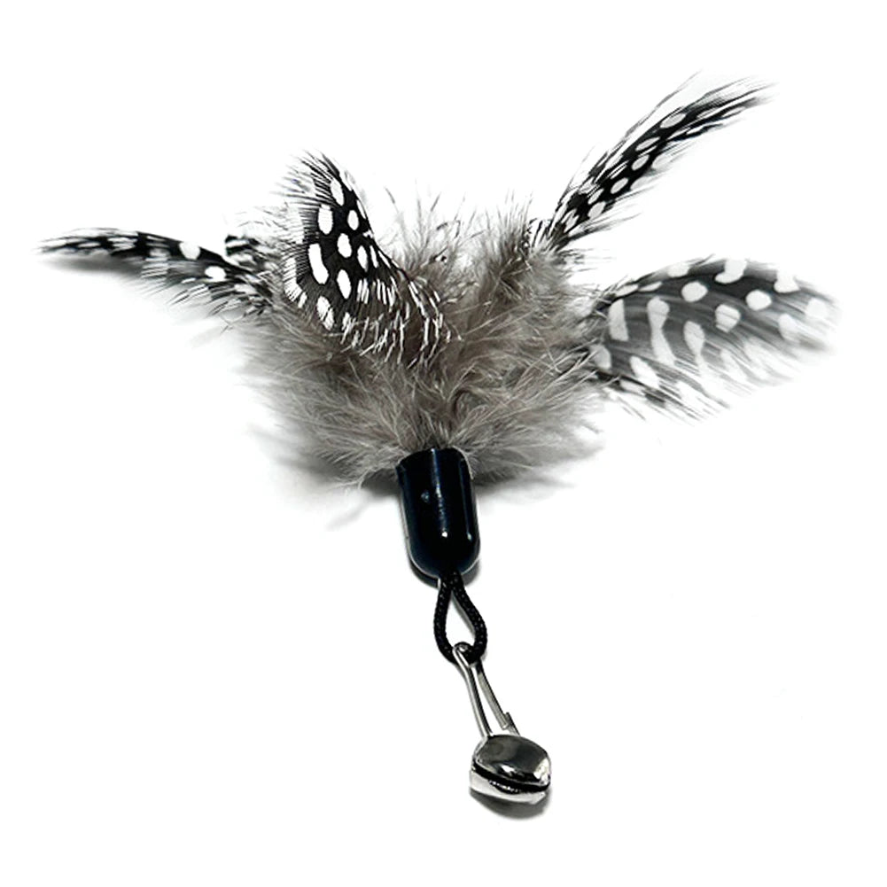 5Pcs Interactive Toys Cat Toy Feather Pendant with Bell Pet Replaceable Cat Teaser Stick Replacement Pendant Pet Toy Accessories