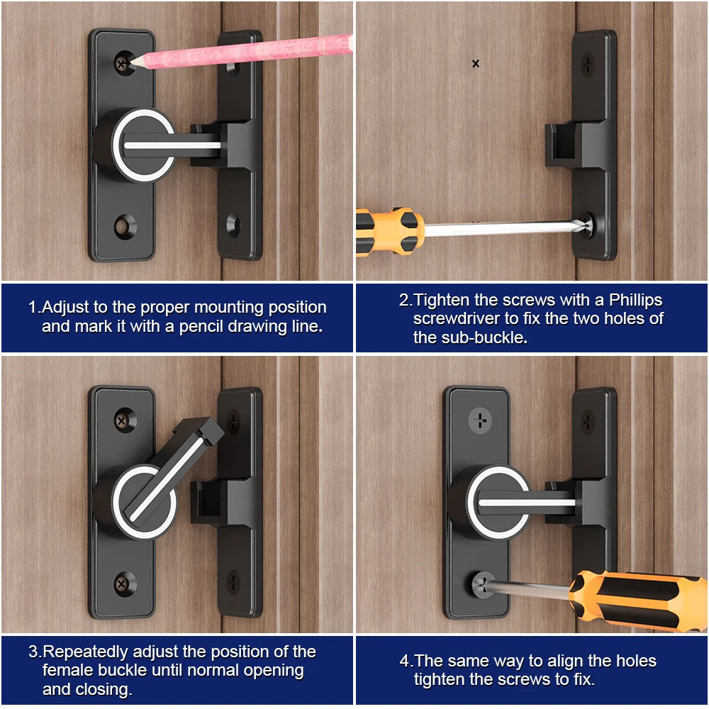1Pc Luminous Sliding Door Bolt Lock - Night - Visible Security & Convenience