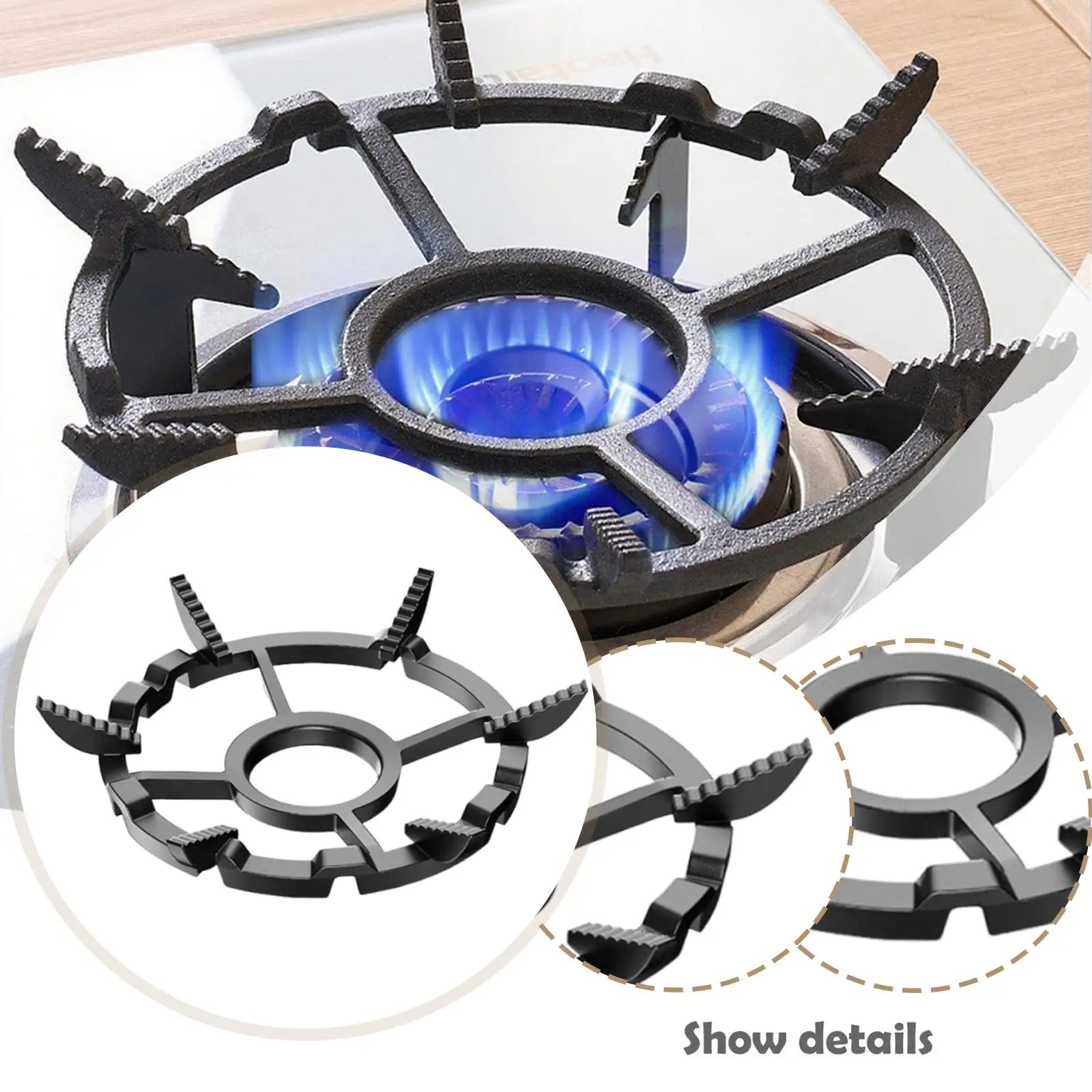 Cast Iron Wok Support Pot Rack Anti Slip Sturdy Easy to Install Stovetop Stand Replacement Part for Cooking Household