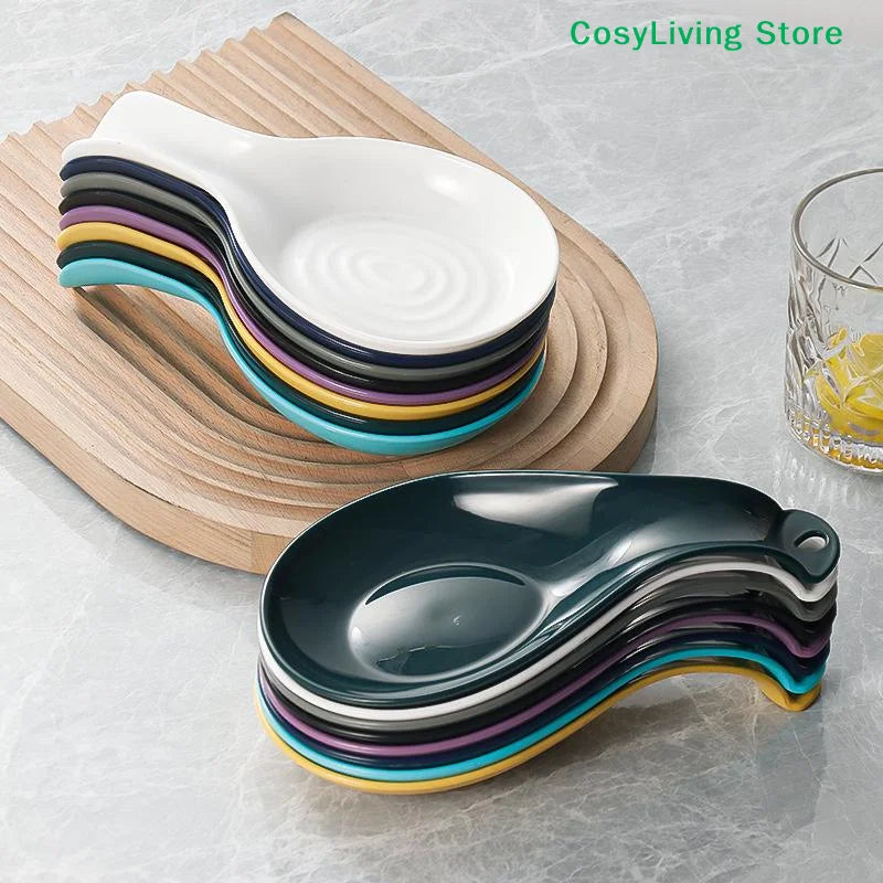 Heat-Resistant Spoon Rest Large Spoon Holder Cooking Spoon Rest Plastic Coffee Spoon Holder Dishwasher Safe Spoon Rest