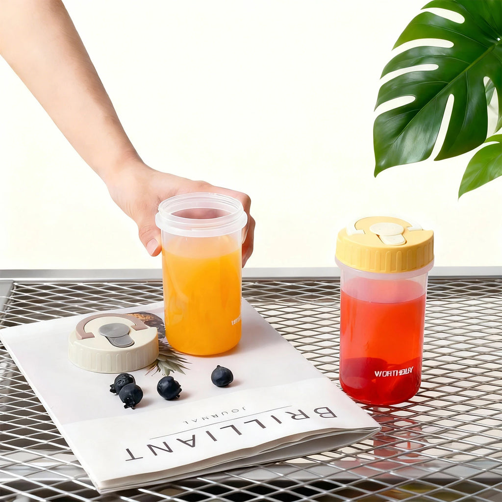 Clear Plastic Water Cup Tumbler Outdoor Portable Heat-Resistant Drinking Cup For Students Leak Proof Juice Beverage Coffee Cup