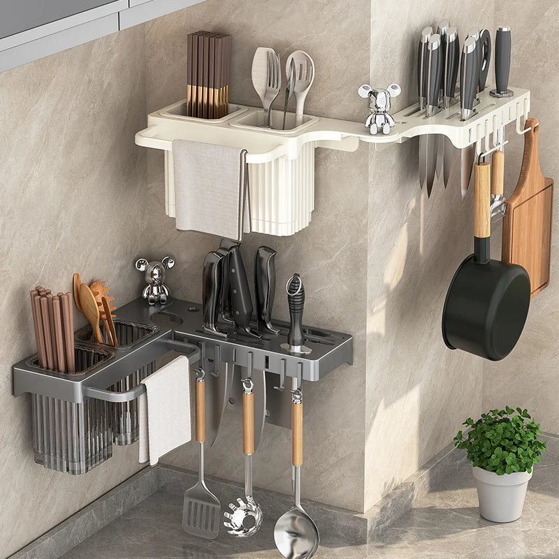 Knife rack, storage shelf, kitchen wall-mounted multifunctional knife rack, chopstick tube, knife and chopstick storage rack