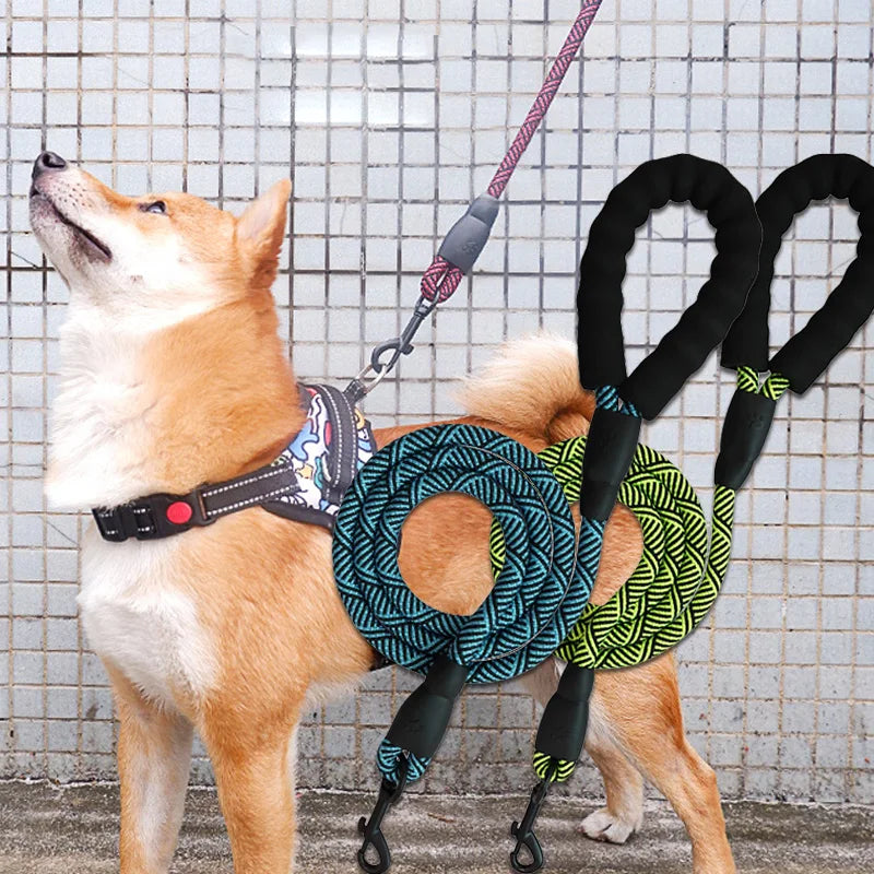 Reflective Dog Leash With Comfortable Padded Handle-Double Strong Leashes for Leash Reinforced Leash Enhance Safety And control