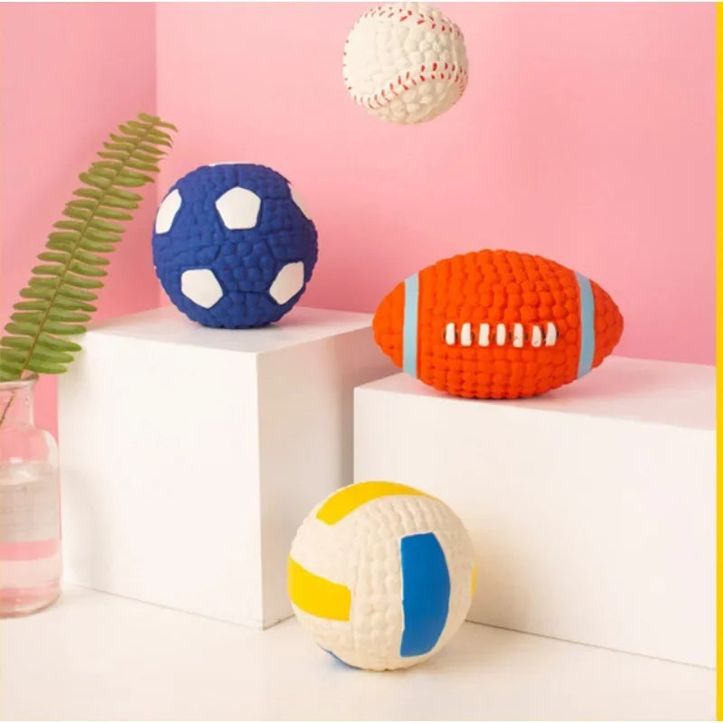 Internet Celebrity Hot Dog Toy Latex Rugby Tennis Dog Bite  Sound Ball Pet Toy Grinding Sound Toy Latex Rugby Dog Toy Latex New