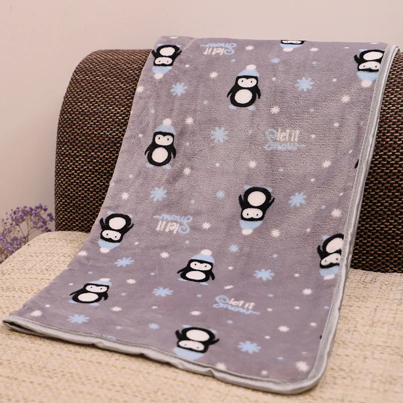 Soft Fluffy Flannel Dog Blanket Cute Cartoon Print Pet Bed Sheet Mat Warm Breathable Cat And Dog Sleeping Blankets Pet Supplies