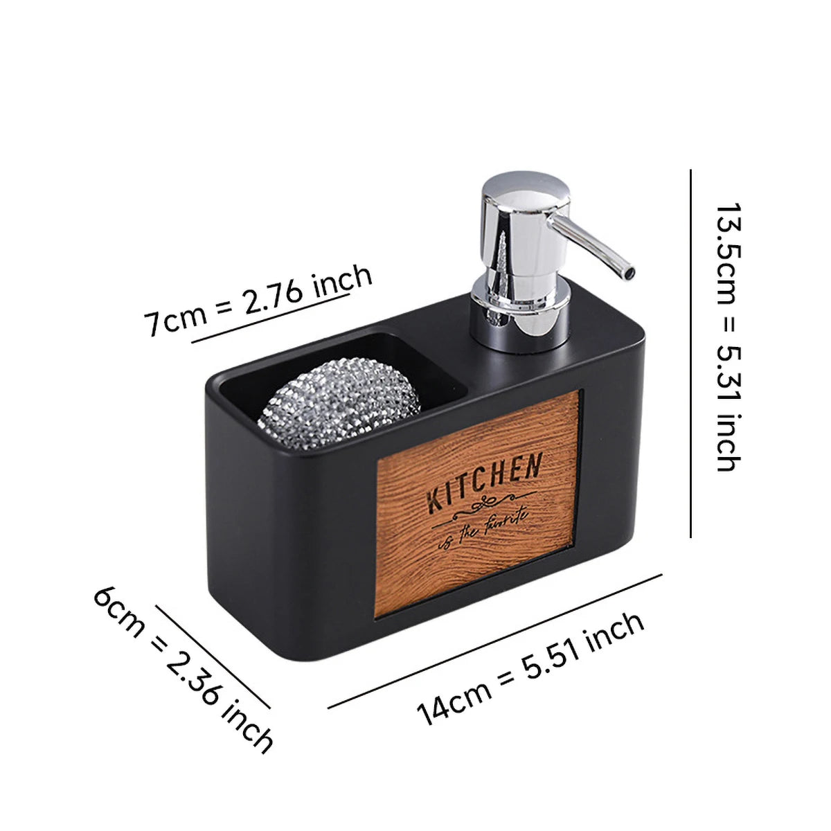 Mercury - free Resin Soap Dispenser with Scouring Pad Kitchen Dishwashing Liquid Press Bathroom Hand Soap Dispenser