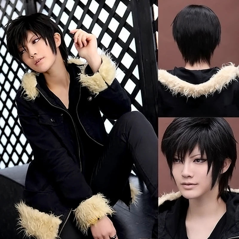 Anime Chainsaw Man Yoshida Hirofumi Cosplay Wig Short Black Heat Resistant Synthetic Hair Man Party Wigs