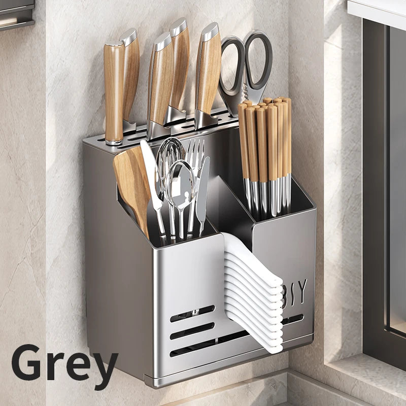 kitchen knife holder, rack, wall hanging cutter, chopstick cage, chopstick tube, stainless steel